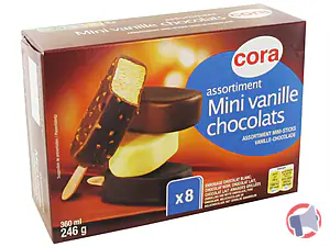 Rappel produit assortiment mini vanille chocolat x8 cora 246g cora