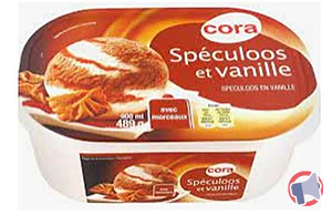 Rappel produit BAC CREME GLACEE SPECULOOS VANILLE 900 ml - 489 g cora