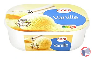 Rappel produit BAC CREME GLACEE VANILLE DE MADAGASCAR 1L/500g CORA CORA