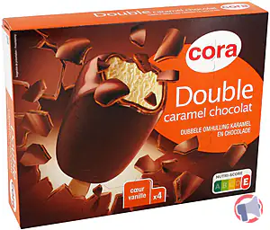 Rappel produit Bâtonnet double vanille/caramel 4x110ml 393g cora cora
