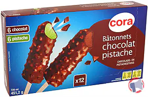 Rappel produit bâtonnets chocolat/pistache 12x60 mL cora cora