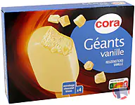 Rappel produit cora bâtonnets Géants vanille enrobage chocolat blanc x4 cora 308 g