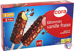Rappel produit bâtonnets vanille/fraise 12x60 mL cora cora