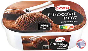 Rappel produit crème glacée chocolat noir bac 1L cora cora