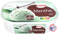 Rappel produit cora crème glacée menthe avec copeaux de chocolat bac 1L cora