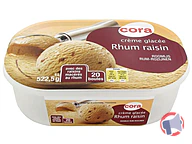 Rappel produit cora crème glacée rhum raisin bac 1L cora
