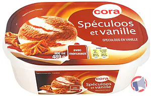 Rappel produit Crème glacée vanille spéculoos bac 900 mL cora cora