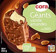 Rappel produit Géants vanille / chocolat lait amandes x3 360 ml – 255 g CORA (photo numéro 1)