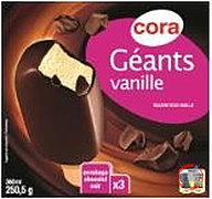 Rappel produit Géants vanille / chocolat noir x3 360 ml – 250.5 g CORA (photo numéro 1)