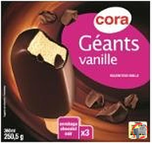 Rappel produit Géants vanille / chocolat noir x3 360 ml – 250.5 g CORA