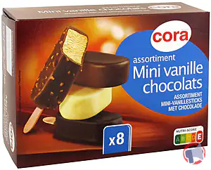 Rappel produit mini bâtonnets vanille chocolat x8 cora 287.5g cora