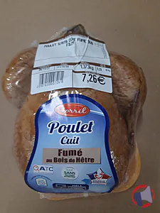 Rappel produit Poulet cuit fumé Corril