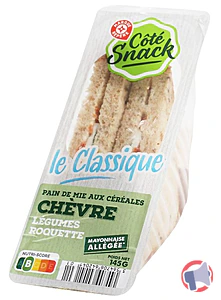 Rappel produit SANDWICH CLUB CHEVRE LEGUMES - 145 G COTE SNACK
