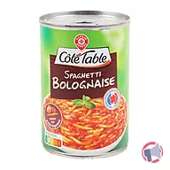 Rappel produit SPAGHETTI BOLOGNAISE BOITE 415G COTE TABLE