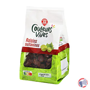 Rappel produit RAISINS SECS SULTANINES 250G COULEURS VIVES