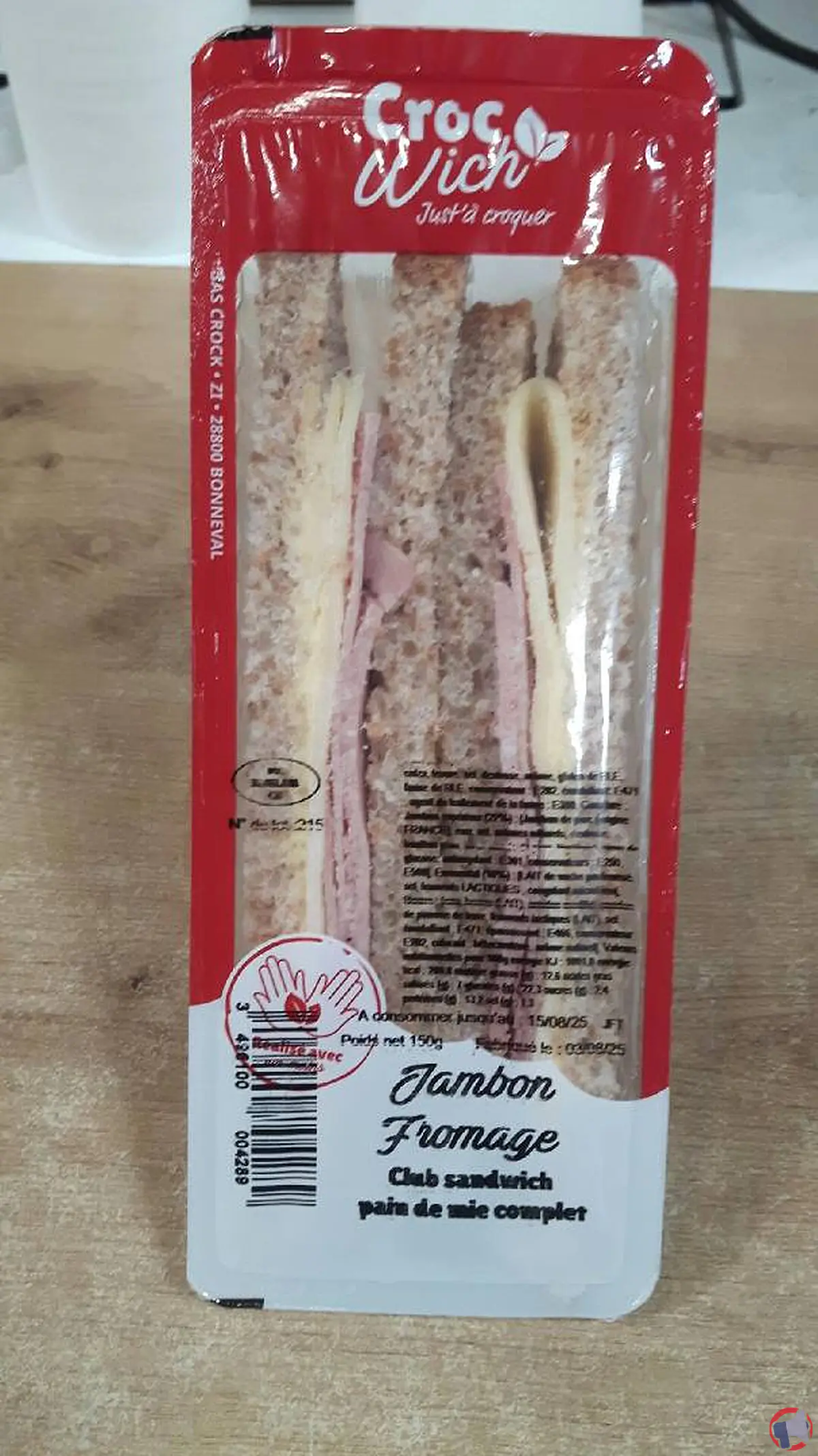 Rappel pour une erreur de dlc sur le club sandwich jambon fromage de croc wich en île-de-france