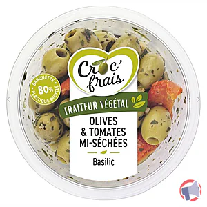 Rappel produit OLIVES & TOMATES MI-SECHEES - BASILIC 150G CROC'FRAIS