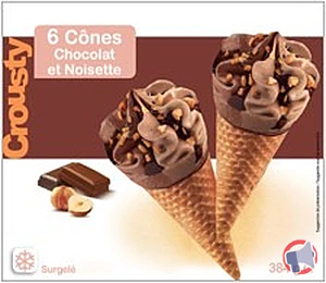 Rappel produit 6 Cônes Chocolat et Noisette CROUSTY