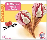 Rappel produit 6 Cônes Vanille/Fraise CROUSTY