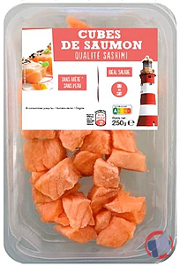 Rappel produit Cubes de saumon qualité sashimi