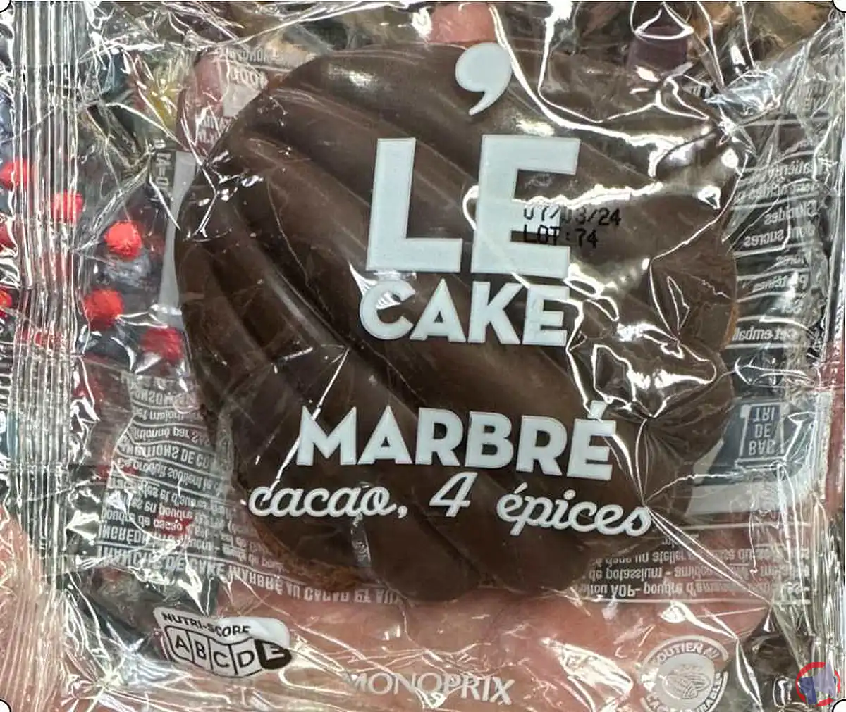 Rappel de produit : Cake marbré cacao 4 épices de la marque Daily Monop pour risque d'allergènes non déclarés