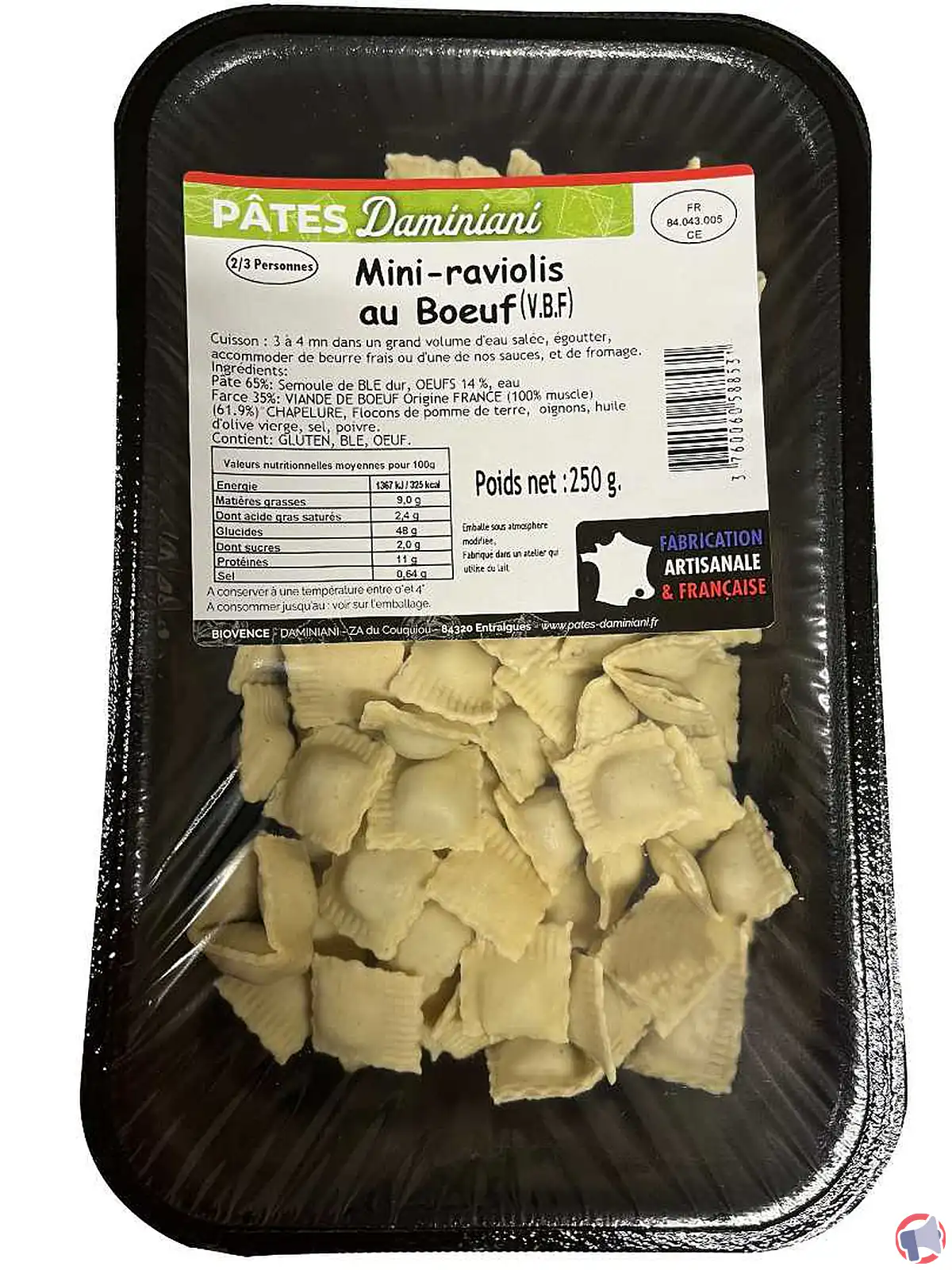 Rappel de produit : mini ravioli boeuf Daminiani pour risque de listériose