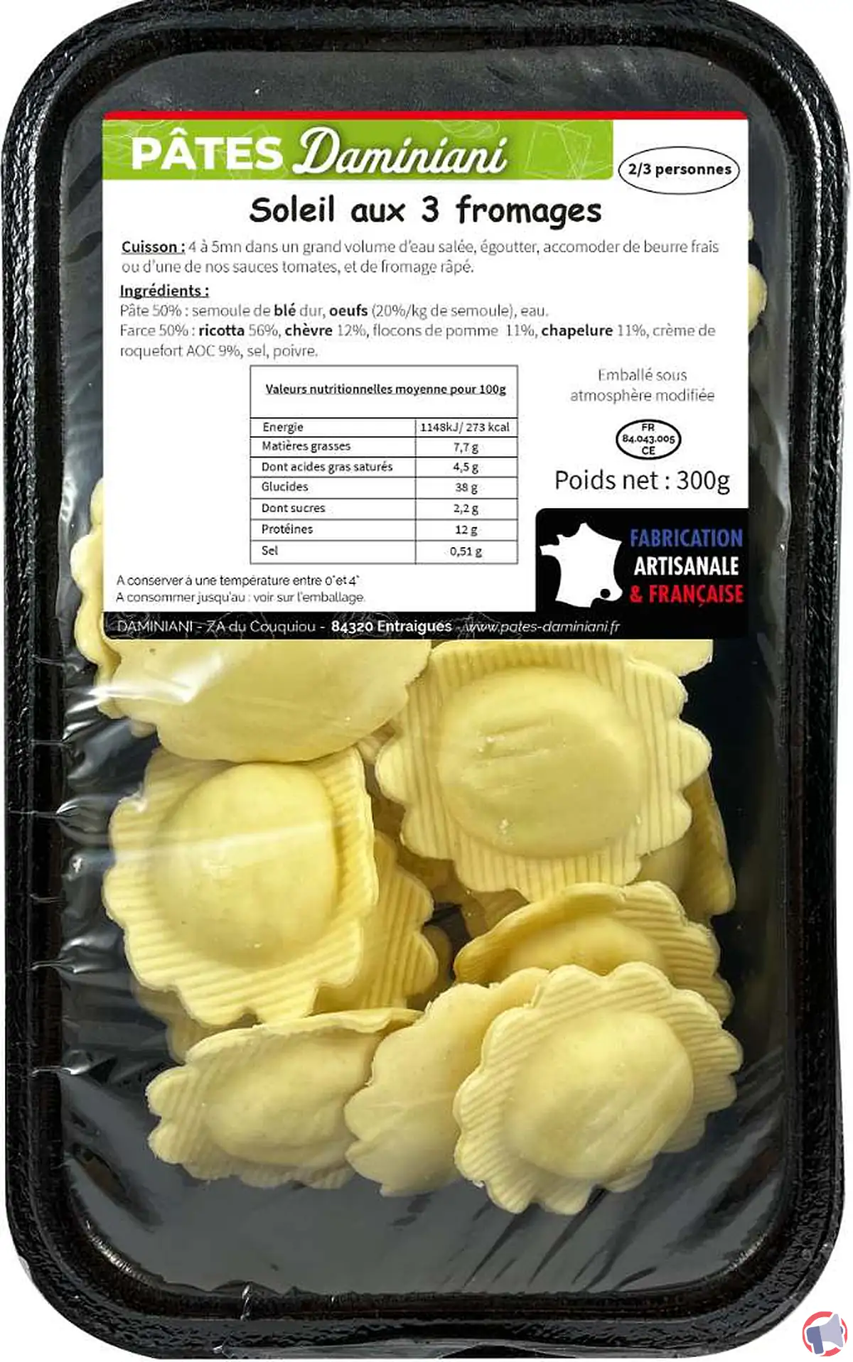 Rappel produit : barquette Soleil 3 fromages de Daminiani pour risque de listériose