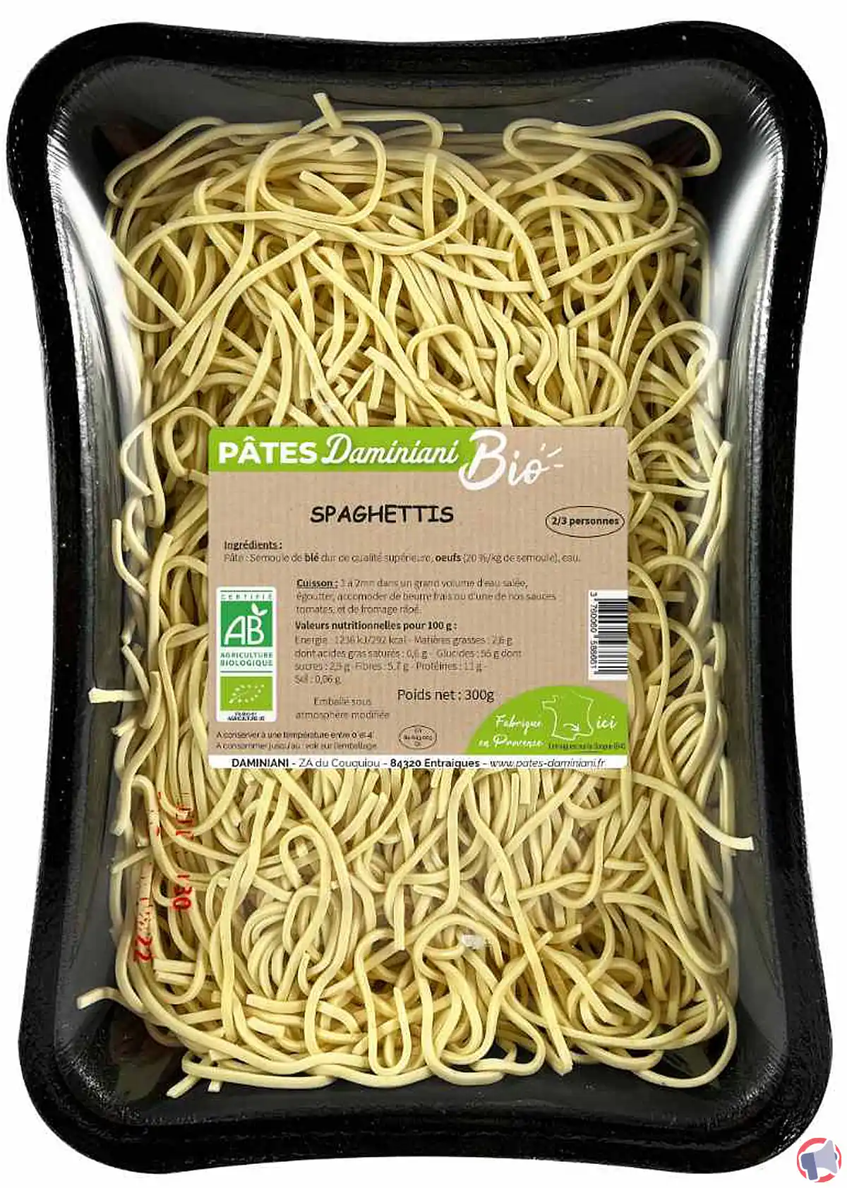 Rappel de produit : Spaghetti frais aux œufs BIO de la marque Daminiani
