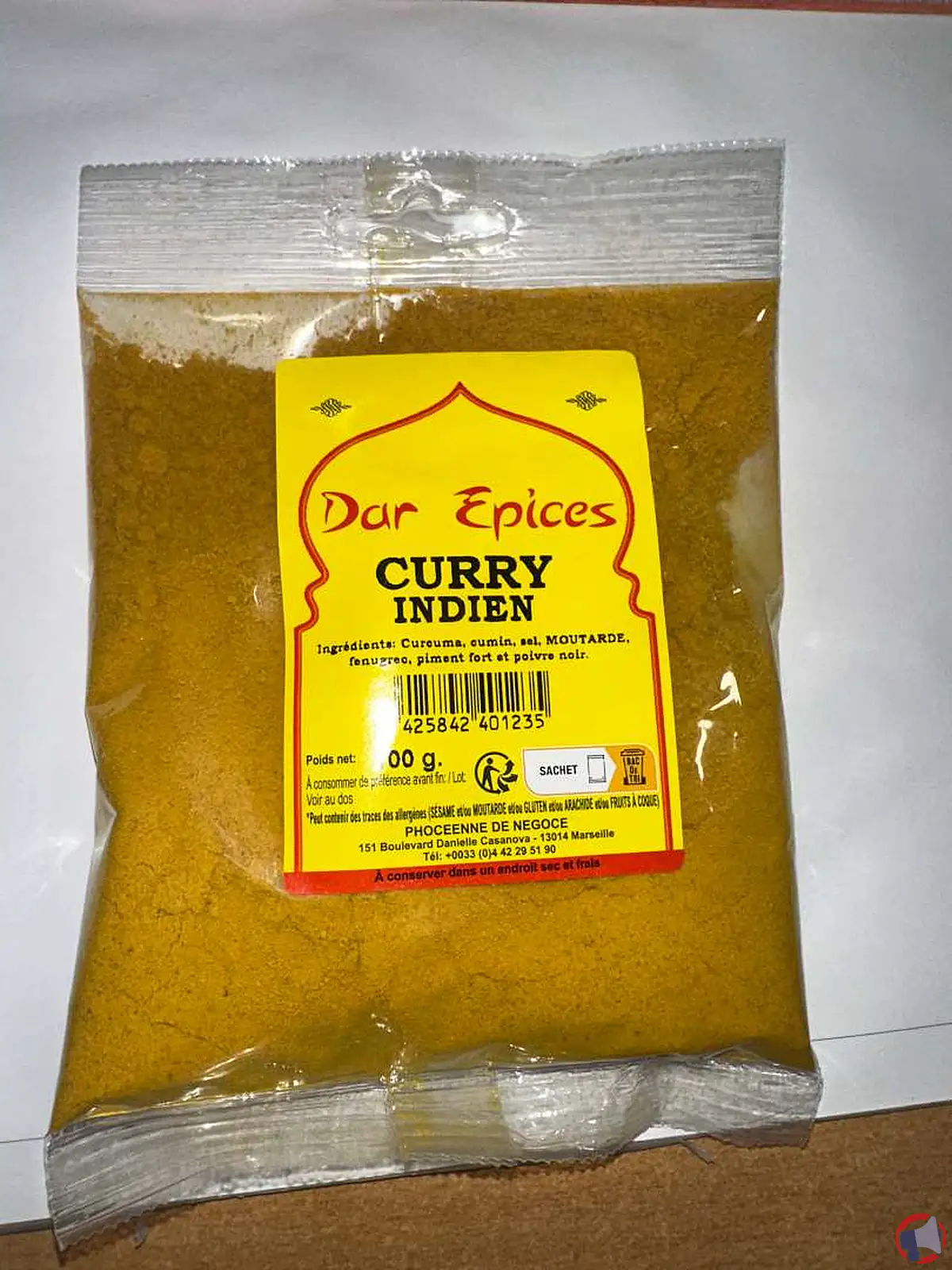 Rappel de produit : Curry indien 100g de la marque Dar Epices
