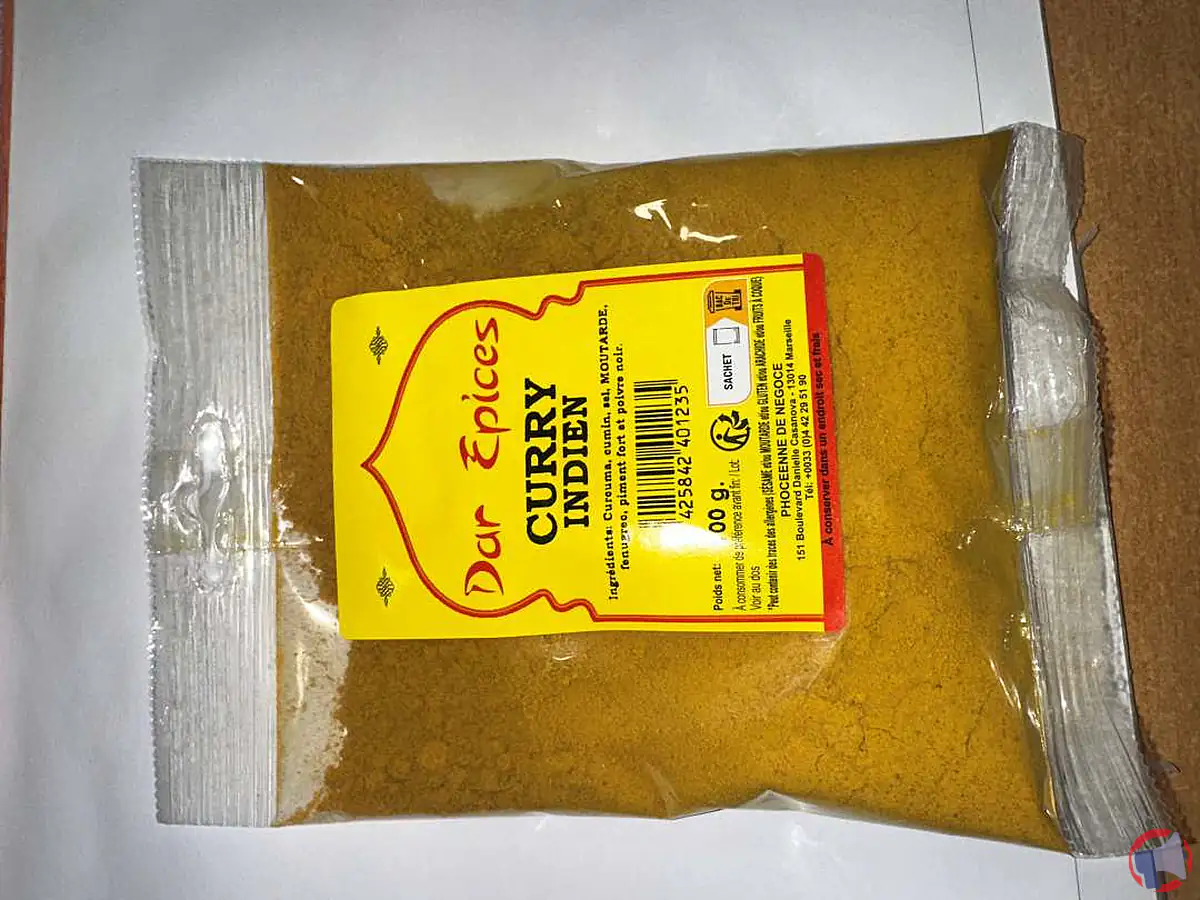 Rappel de produit : curry indien 100g de la marque Dar Epices