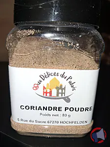 Rappel produit Coriandre poudre 80g AUX DELICES DU PALAIS