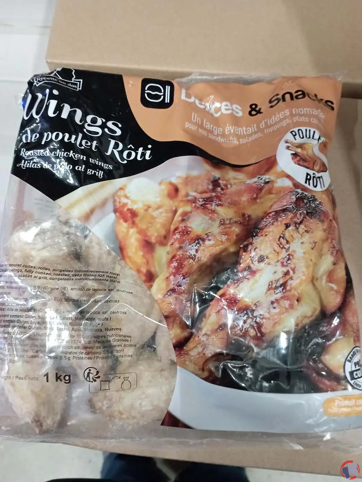 Rappel de produit : Ailes de poulet cuites, rôties surgelées individuellement Halal de la marque Délices&Snacks