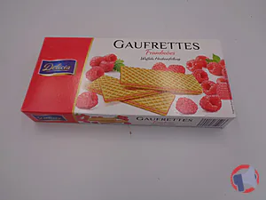 Rappel produit Gaufrettes avec 66,3% de fourrage à la framboise, aromatisé framboise DELICIA