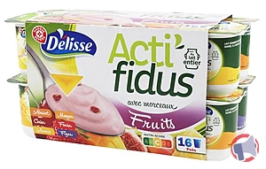 Rappel produit ACTIFIDUS AUX FRUITS AVEC MORCEAUX 16x125G DELISSE