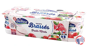Rappel produit Yaourts brassés aux fruits mixés fruits rouges 8x125g DELISSE
