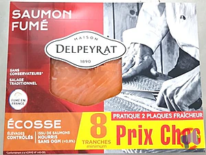 Rappel produit SAUMON FUME 2 X 4 TRANCHES ECOSSE 260G DELPEYRAT