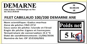 Rappel produit FILET CABILLAUD 100/200 DEMARNE ANE DEMARNE