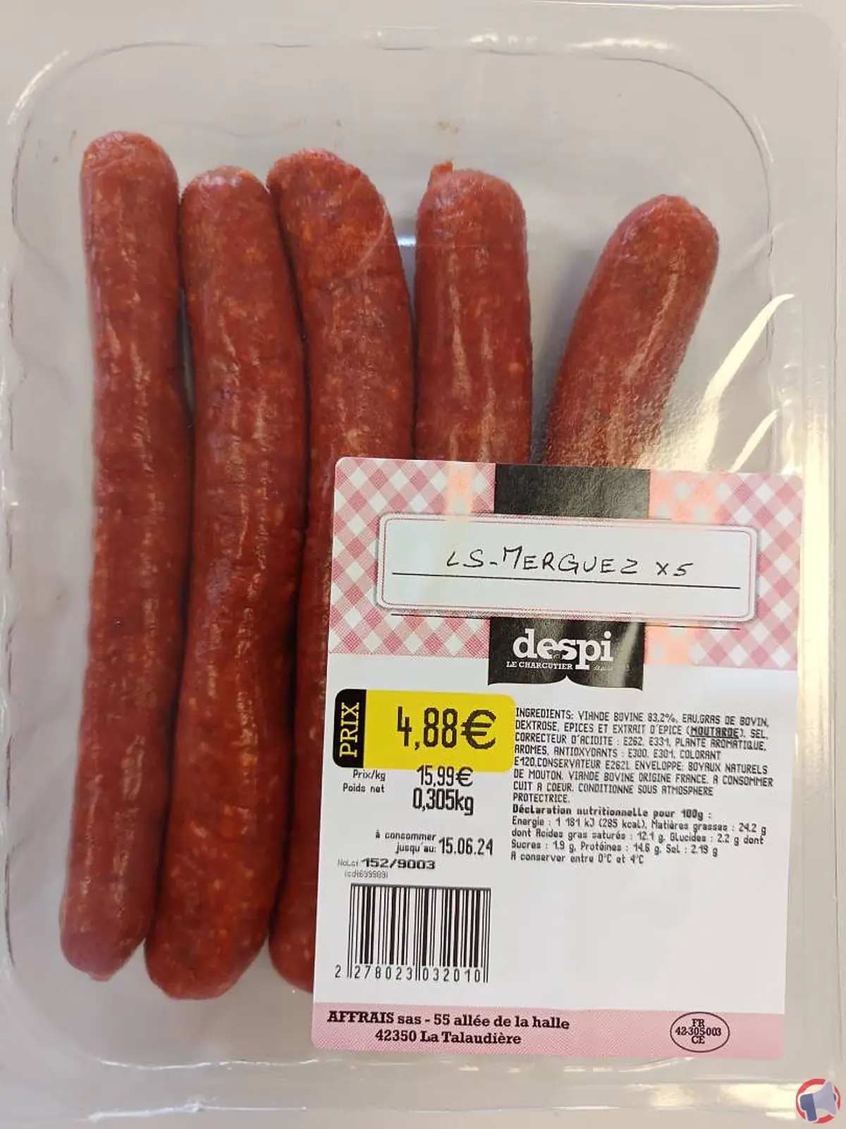 Rappel de produit : Merguez de la marque Despi le Charcutier