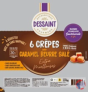 Rappel produit Crêpes goût caramel au beurre salé Dessaint authentique gourmand