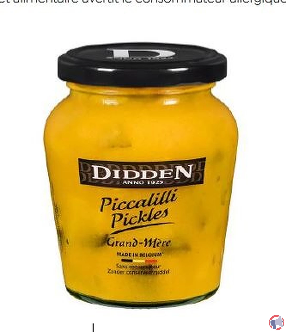 Rappel de pickles en sauce de la marque Didden pour risque d'allergie