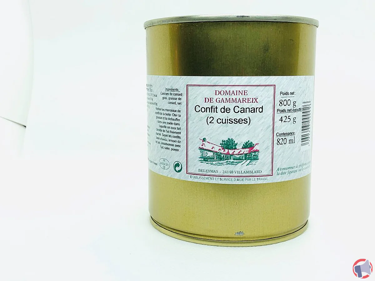 Rappel pour le confit de canard en boîte de domaine gammareix : risques et précautions
