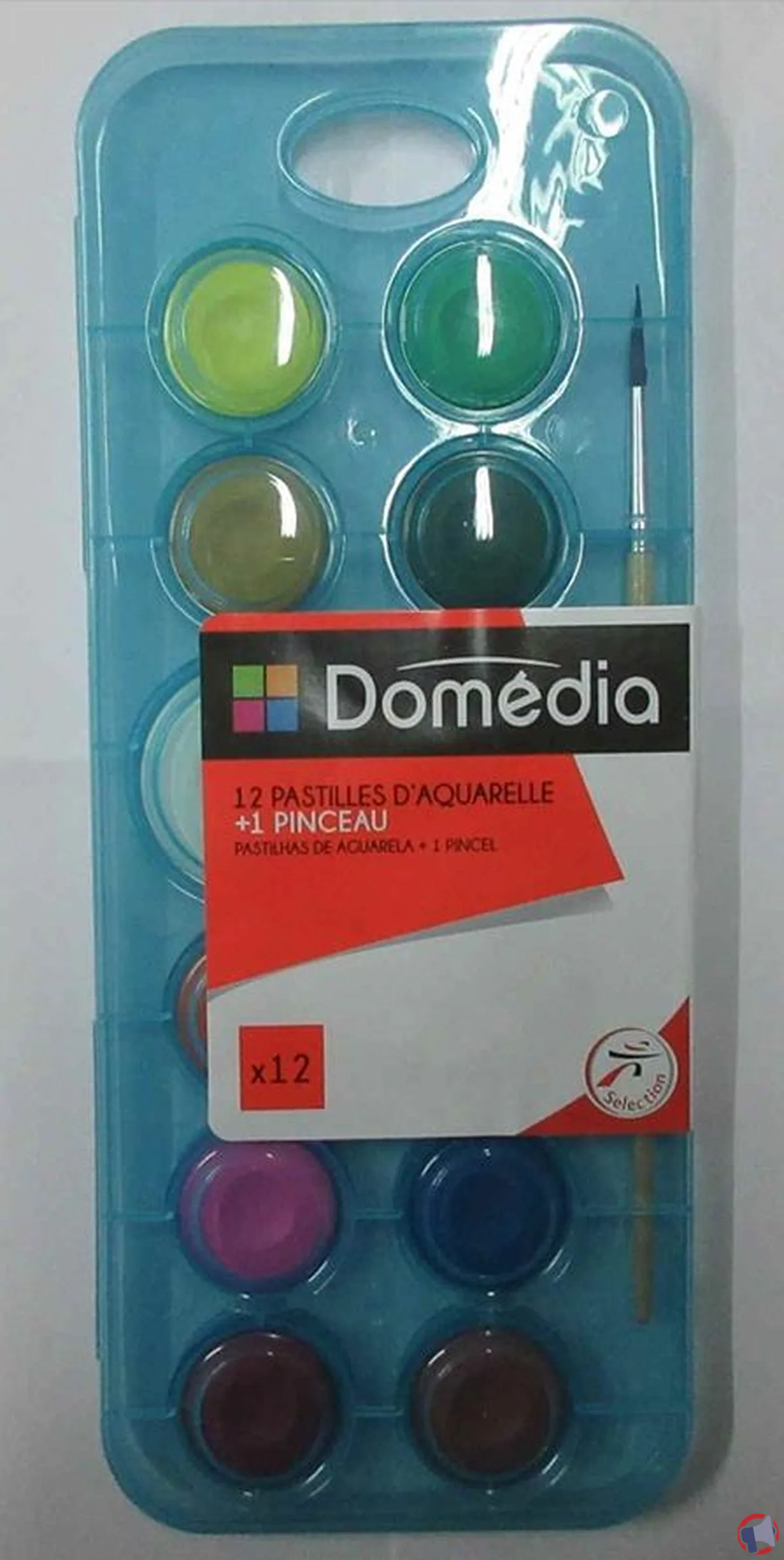 Rappel de produit : 12 pastilles d'aquarelle DOMEDIA avec pinceau