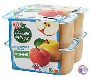 Rappel produit PUREE DE POMMES SANS SUCRE AJOUTE 8x100g Douceur du Verger
