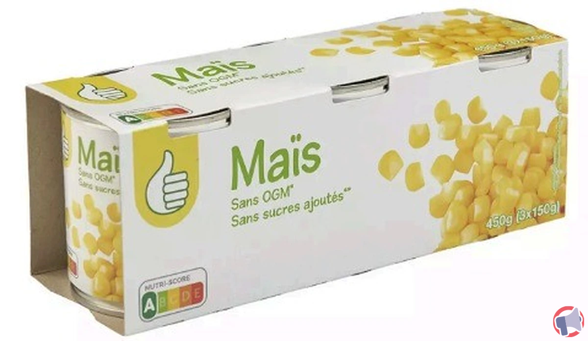 Rappel de produit : maïs doux en grains - défaut d'étanchéité