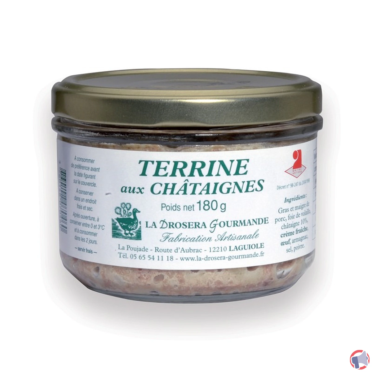Rappel produit: Drosera Gourmande Terrine Châtaigne 180 g