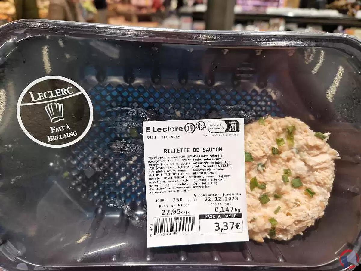Rappel de rillettes de saumon de la marque E. Leclerc Bellaing pour risque de listeria