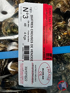Rappel produit HUITRES CREUSES DE VENDEE EARL LES 3 M