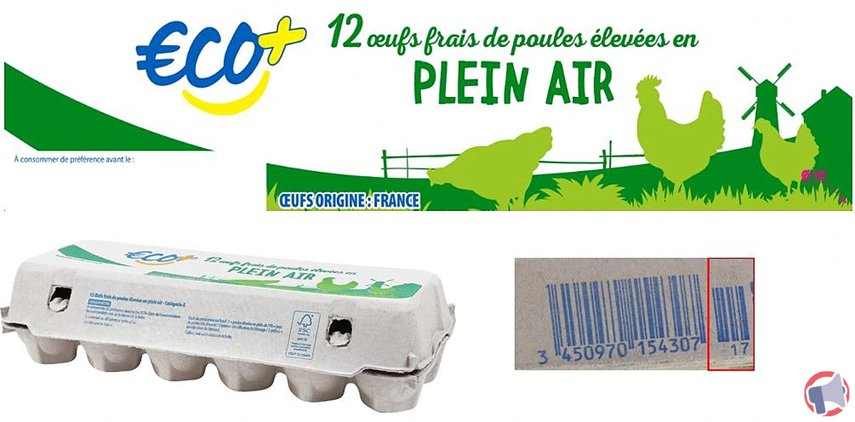 Rappel de produit : œufs frais de poules élevées en plein air ECO+