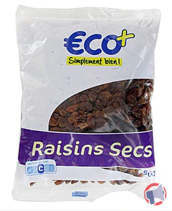 Rappel produit RAISINS SECS 500G ECO +