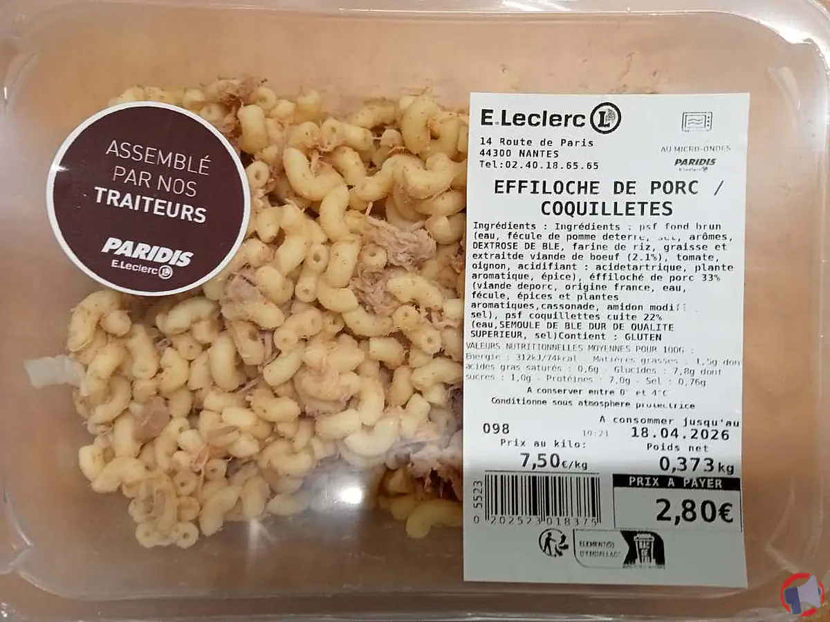 Rappel du produit : effiloche porc coquillettes